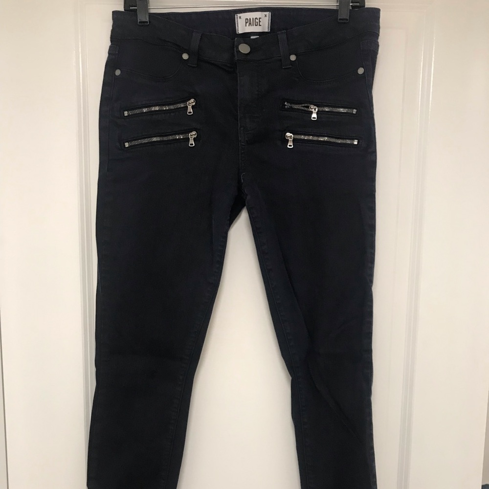 Paige women’s Edgemont coated skinny jeans.